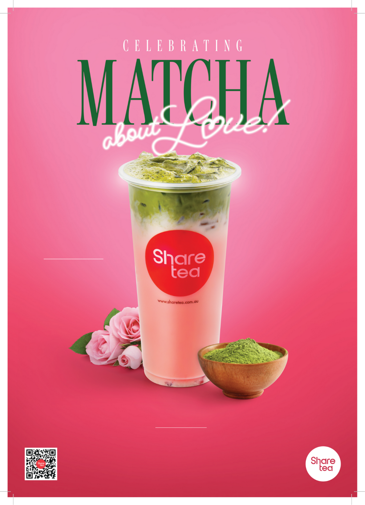 CELEBRATING MATCHA about Love! Sharetea Sharetea QR portrait banner...