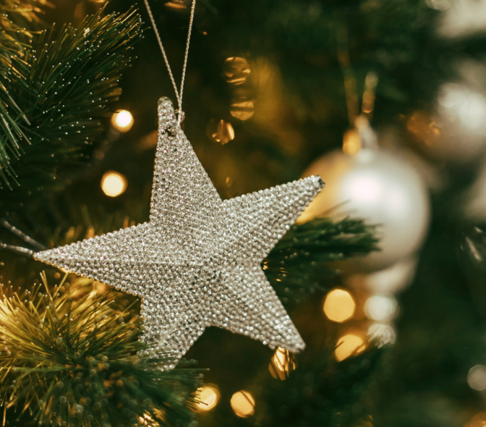 Silver star ornament